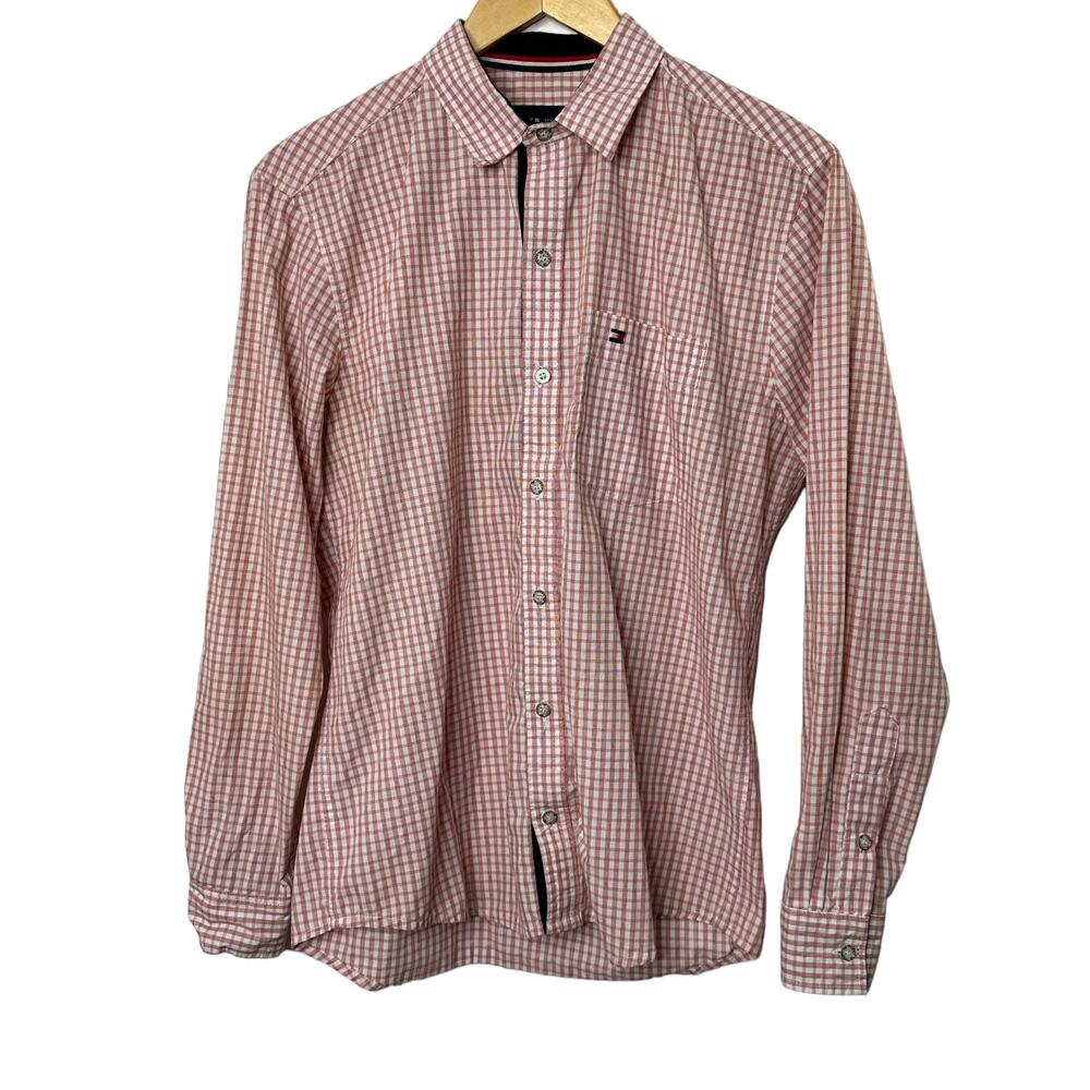 Tommy Hilfiger Red Check Long Sleeve Button Up Shirt Men's Medium